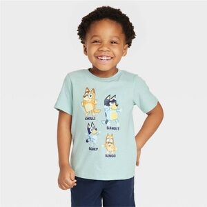 3T Bluey Teal Short Sleeve Tee with Playful Graphic Design